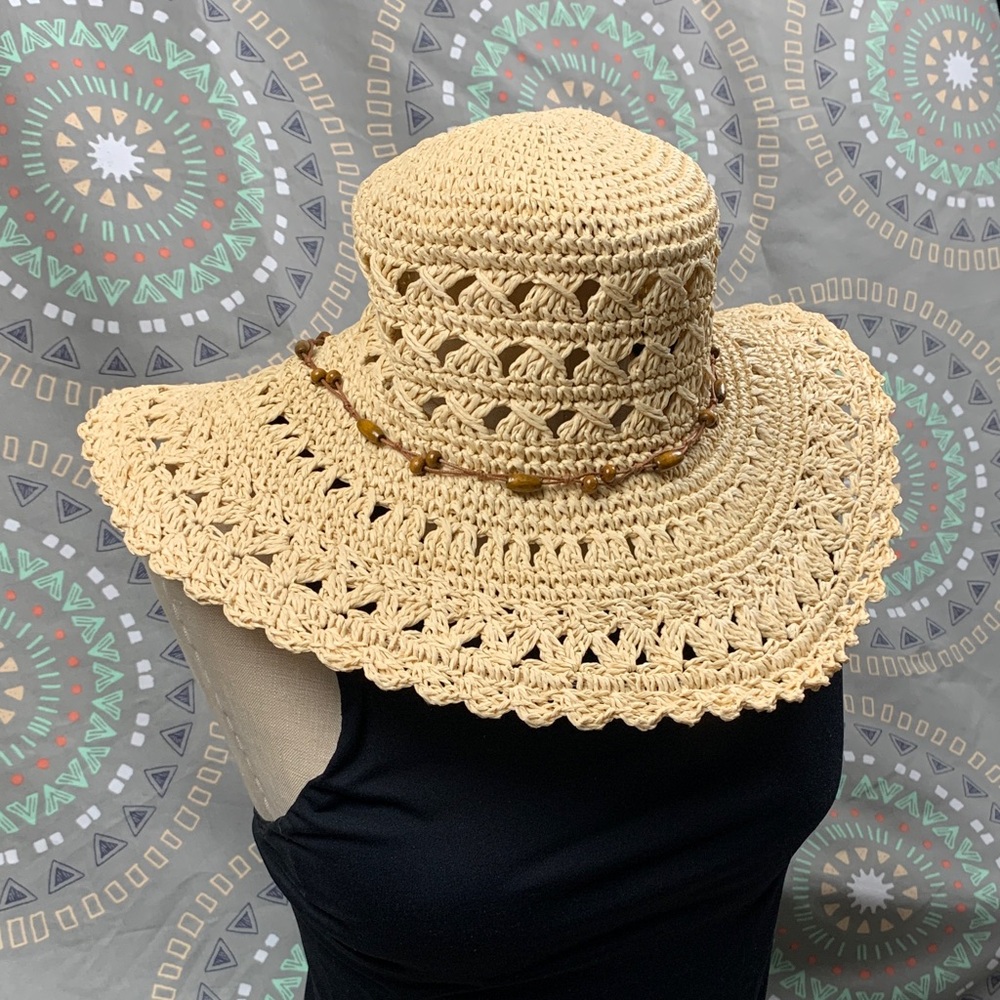 Lucky Brand Tan Crochet Sun Hat